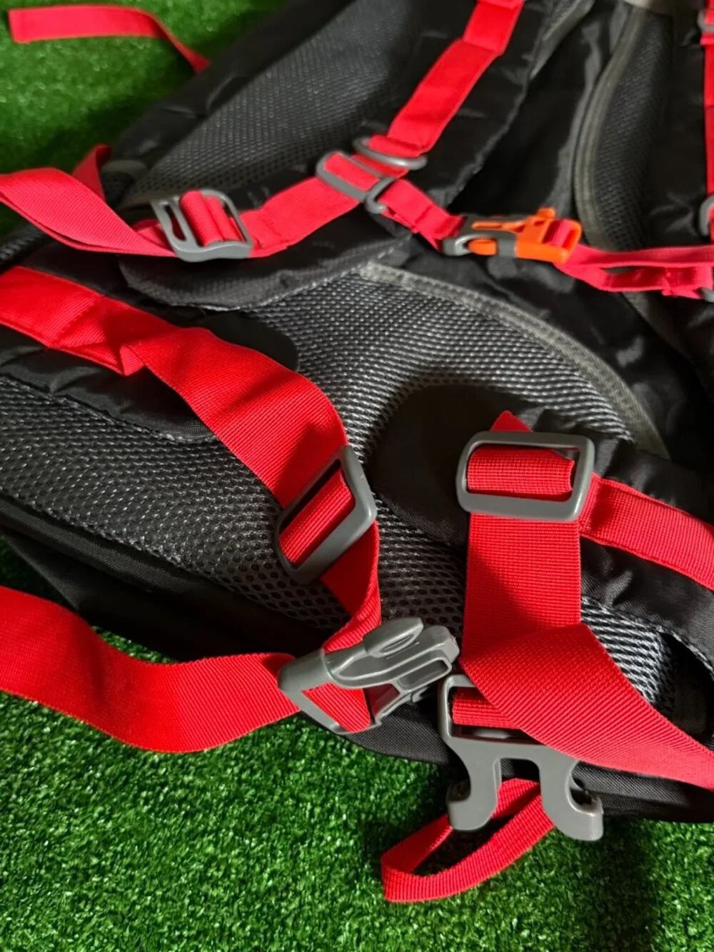 60L Hiking Backpack Waterproof Travel Rucksack Outdoor Sports Bag Black Red  Rea